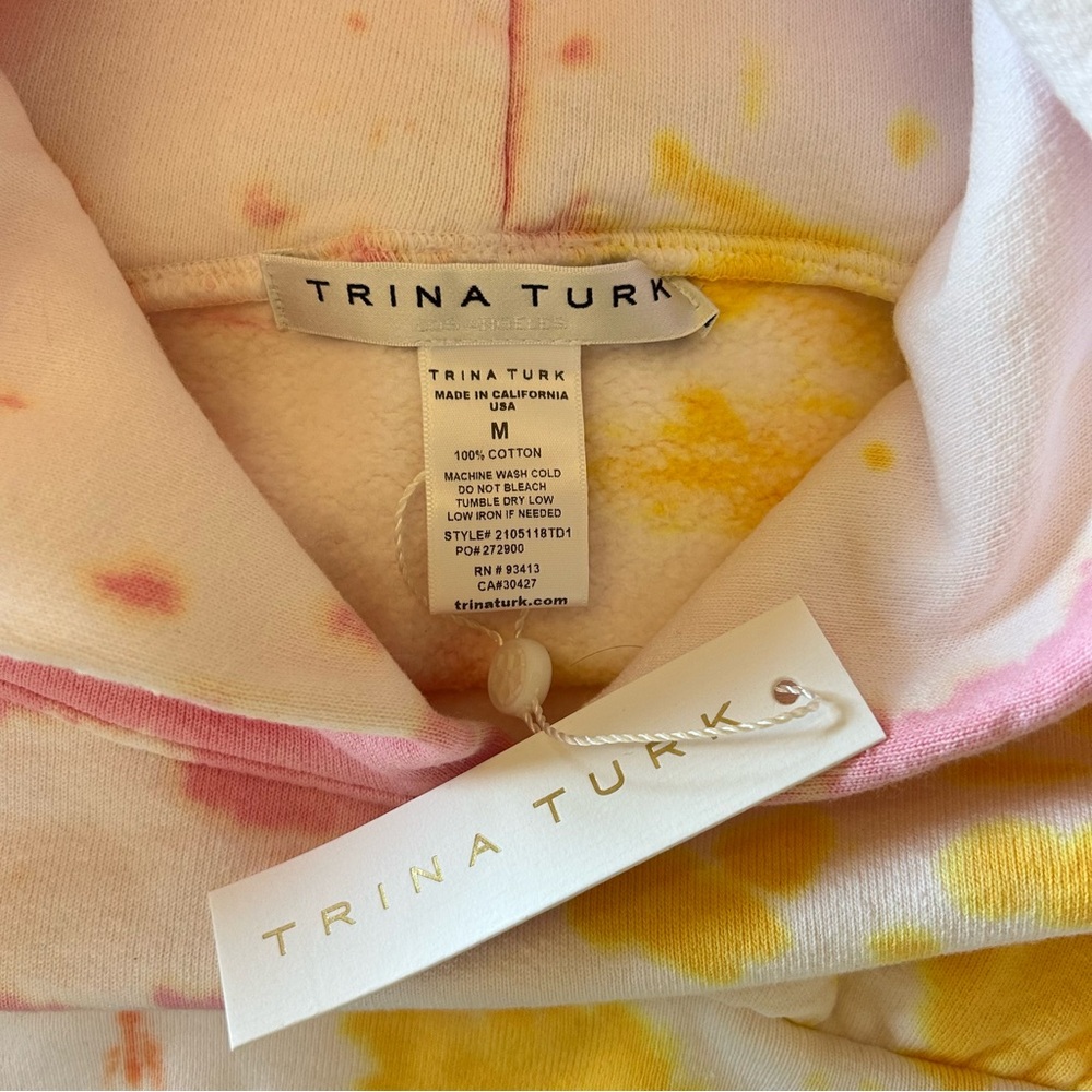 $278 Trina Turk Mazie Tie Dye Hoodie Sweatshirt Medium NWT - Picture 2 of 4